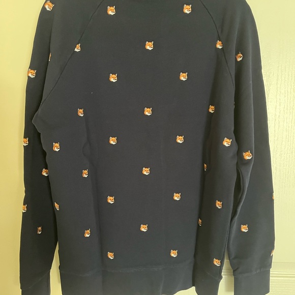 MAISON KITSUNE ALL OVER FOX HEAD EMBROIDERY SWEATSHIRT L - Picture 11 of 14